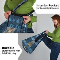 Happy Hanukcat Christmas Design Grocery Bag Xmas Holiday Patterns - Wonder Print Shop