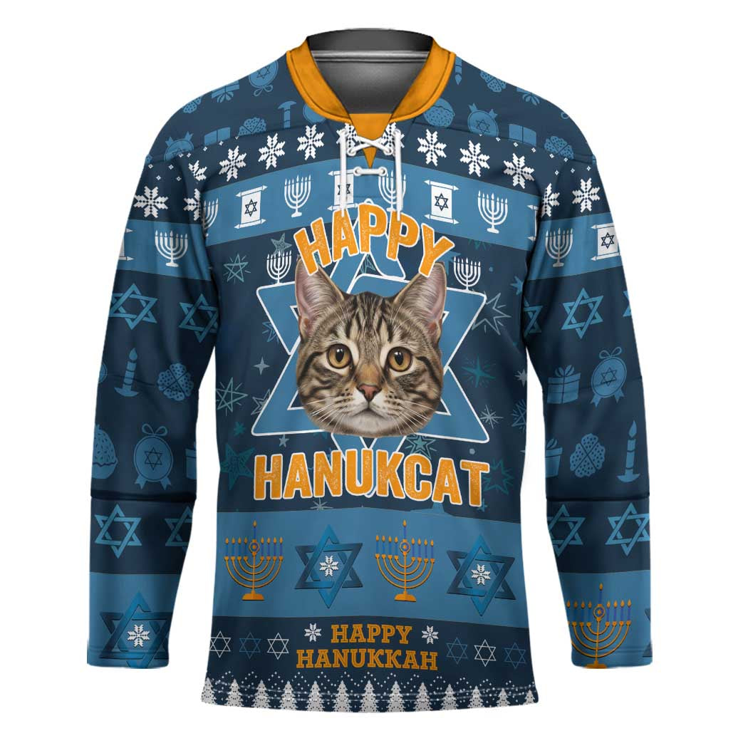 Happy Hanukcat Christmas Design Hockey Jersey Xmas Holiday Patterns - Wonder Print Shop