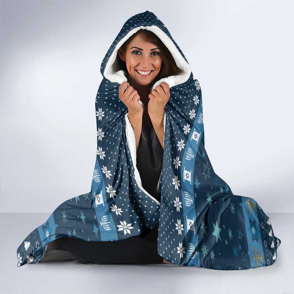 Happy Hanukcat Christmas Design Hooded Blanket Xmas Holiday Patterns - Wonder Print Shop