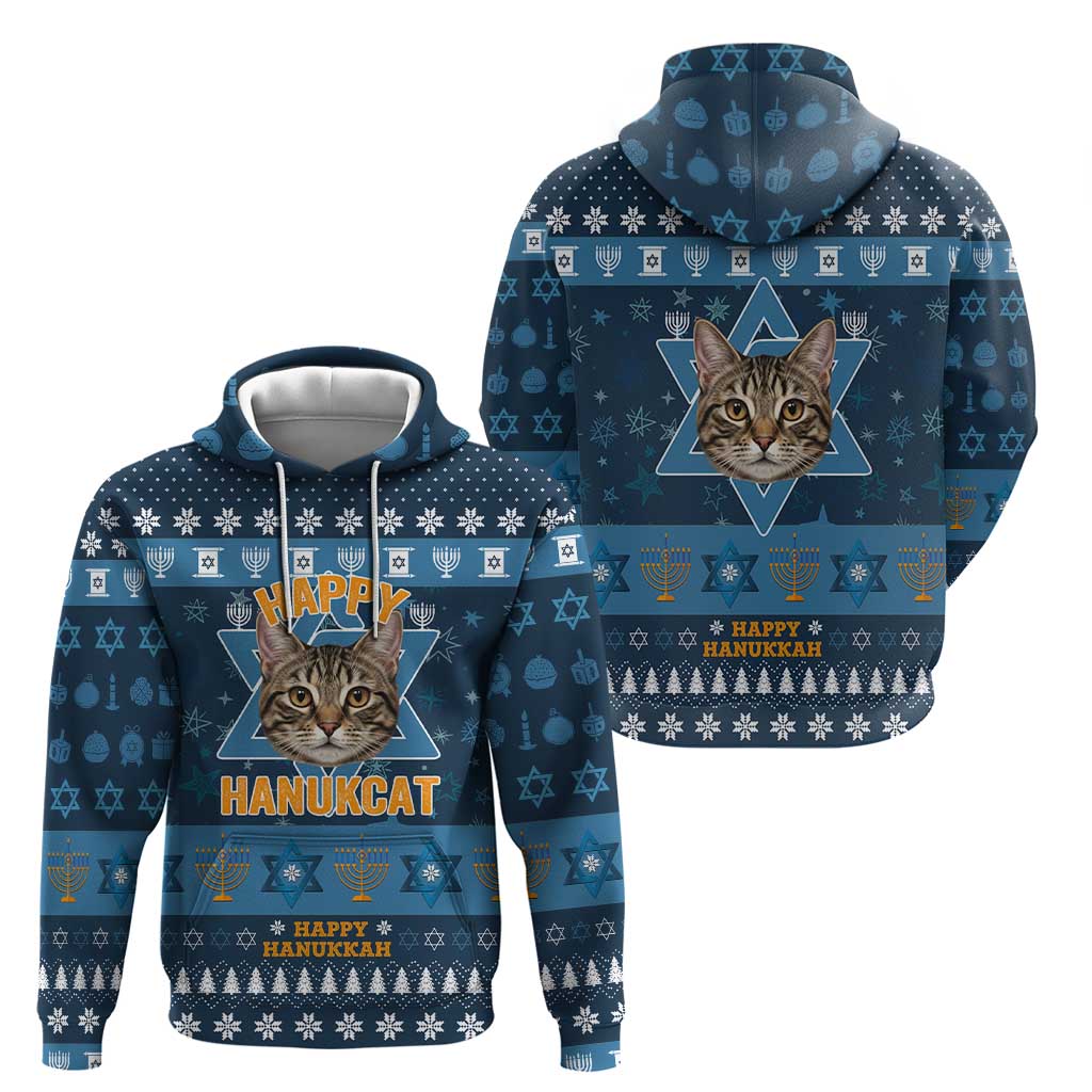 Happy Hanukcat Christmas Design Hoodie Xmas Holiday Patterns - Wonder Print Shop