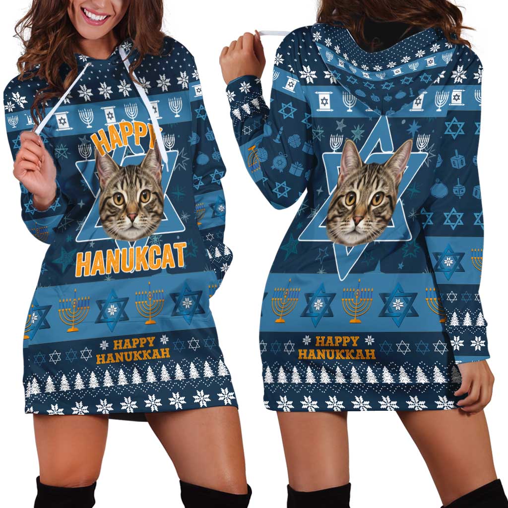 Happy Hanukcat Christmas Design Hoodie Dress Xmas Holiday Patterns - Wonder Print Shop