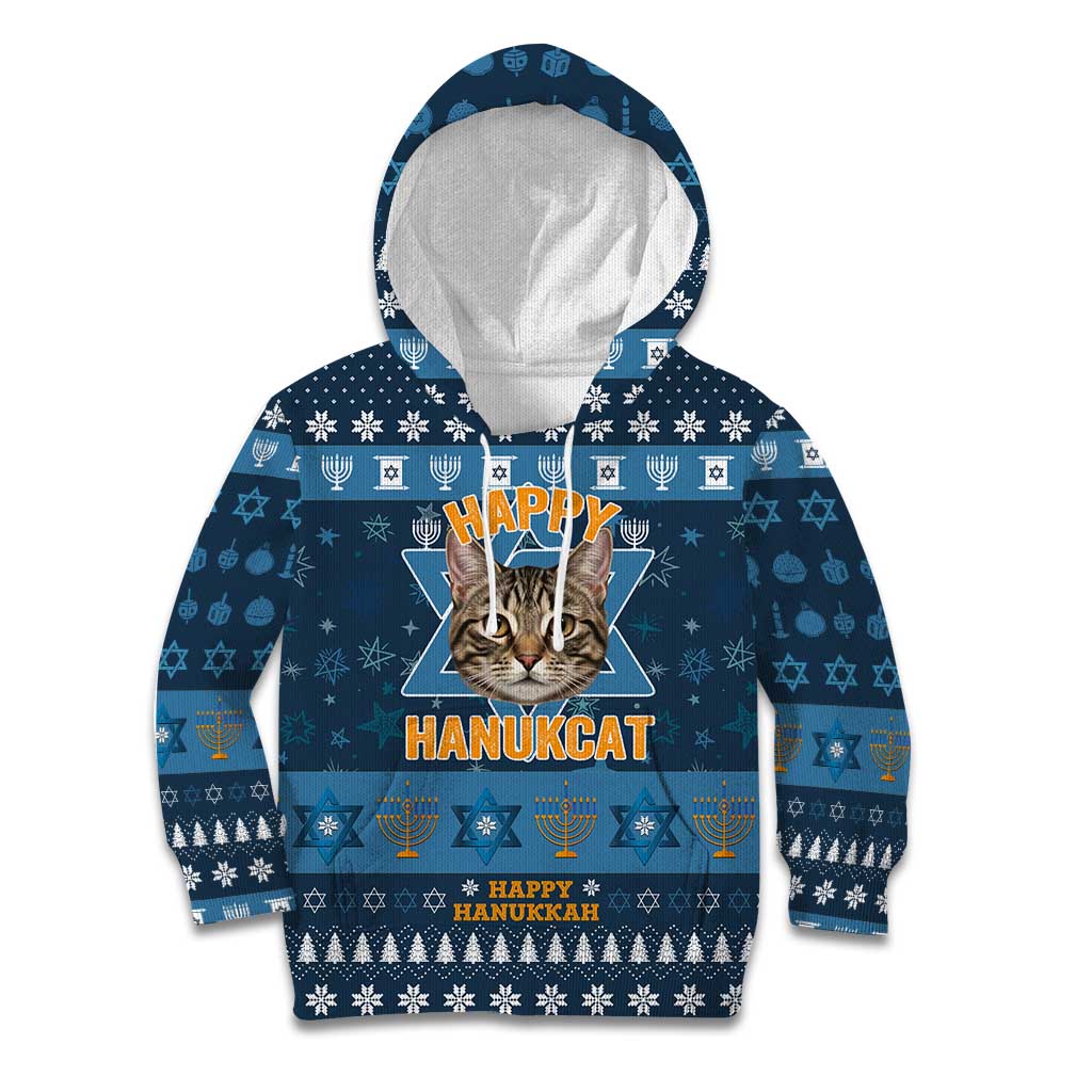 Happy Hanukcat Christmas Design Kid Hoodie Xmas Holiday Patterns - Wonder Print Shop