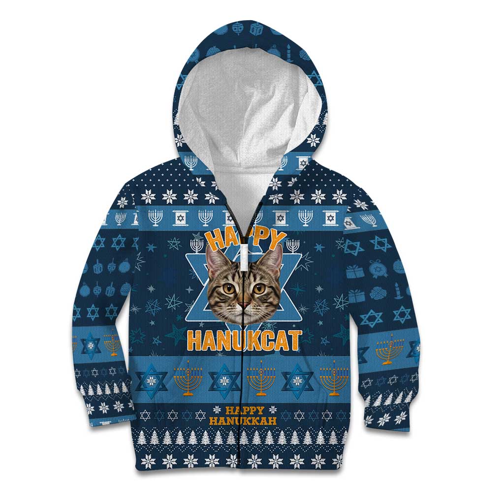 Happy Hanukcat Christmas Design Kid Hoodie Xmas Holiday Patterns - Wonder Print Shop