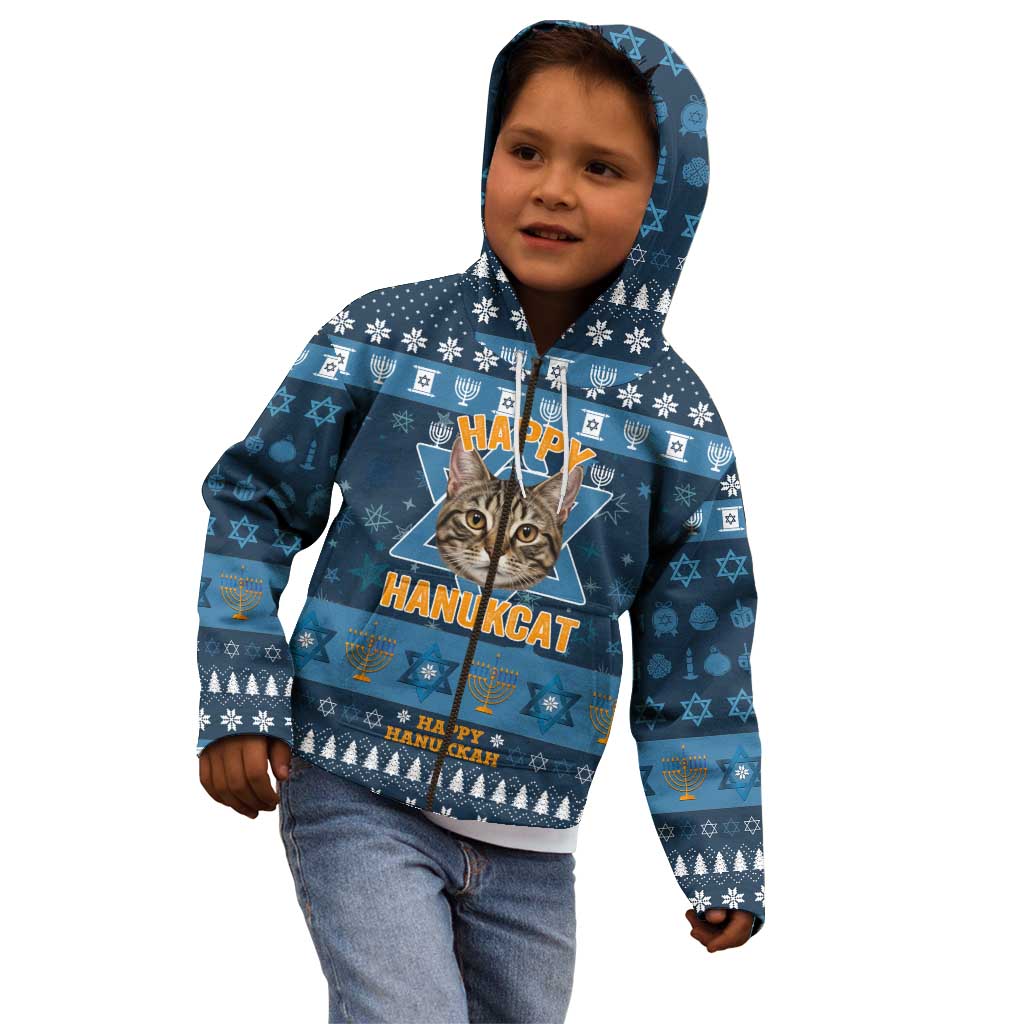 Happy Hanukcat Christmas Design Kid Hoodie Xmas Holiday Patterns - Wonder Print Shop