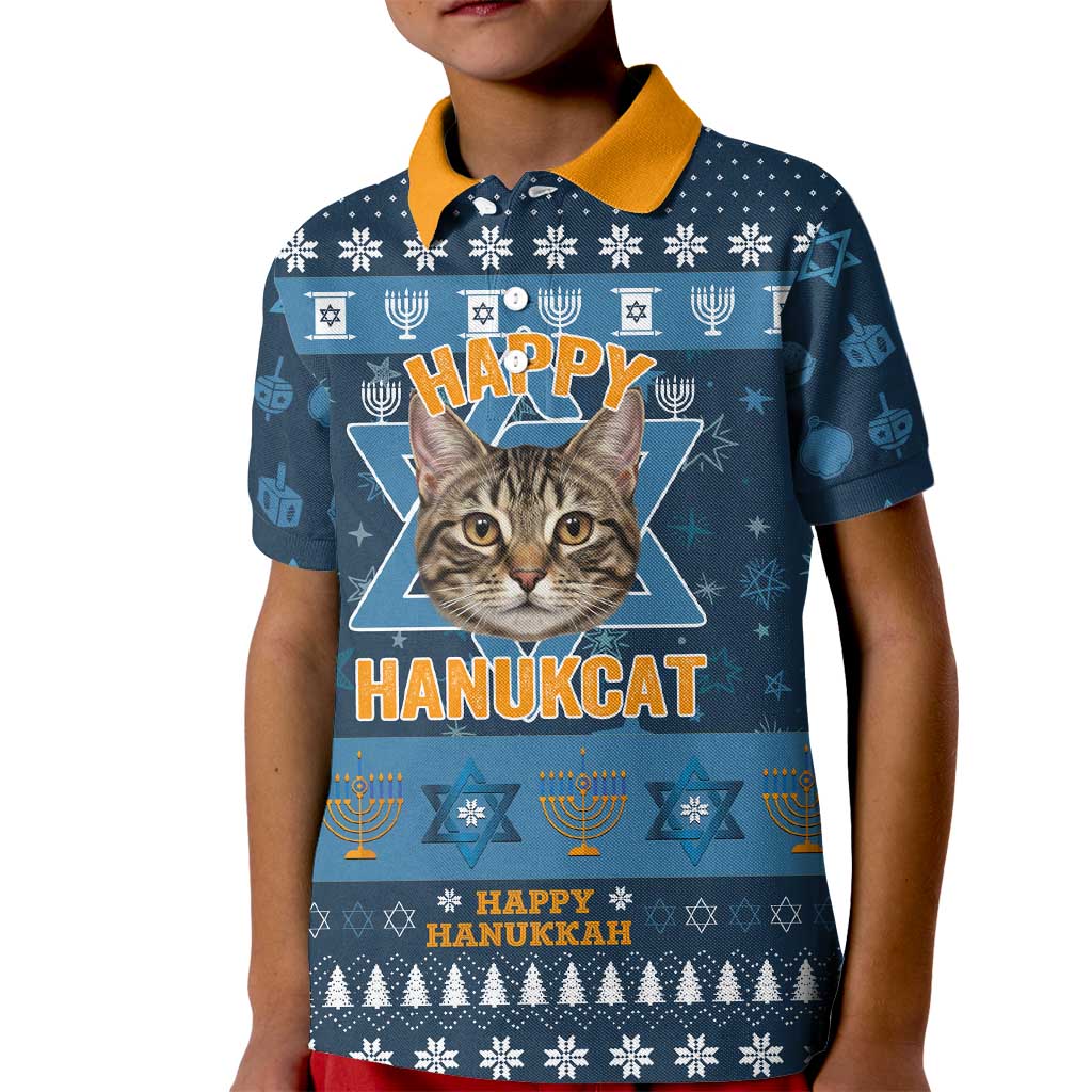 Happy Hanukcat Christmas Design Kid Polo Shirt Xmas Holiday Patterns - Wonder Print Shop