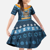 Happy Hanukcat Christmas Design Kid Short Sleeve Dress Xmas Holiday Patterns - Wonder Print Shop