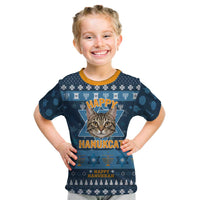 Happy Hanukcat Christmas Design Kid T Shirt Xmas Holiday Patterns - Wonder Print Shop