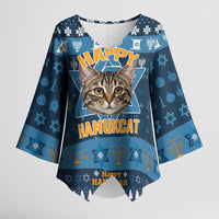 Happy Hanukcat Christmas Design Kimono Sleeve Blouse Xmas Holiday Patterns - Wonder Print Shop