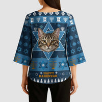 Happy Hanukcat Christmas Design Kimono Sleeve Blouse Xmas Holiday Patterns - Wonder Print Shop