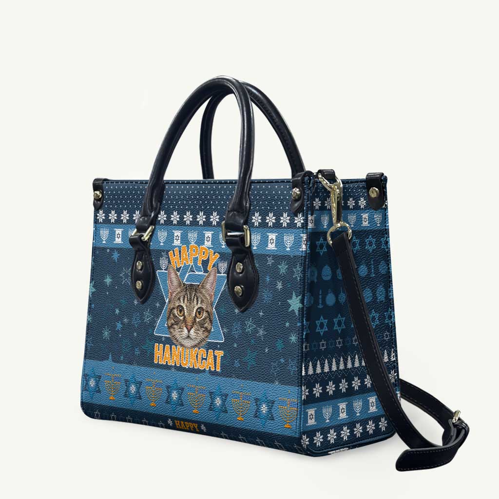Happy Hanukcat Christmas Design Leather Bag Xmas Holiday Patterns - Wonder Print Shop