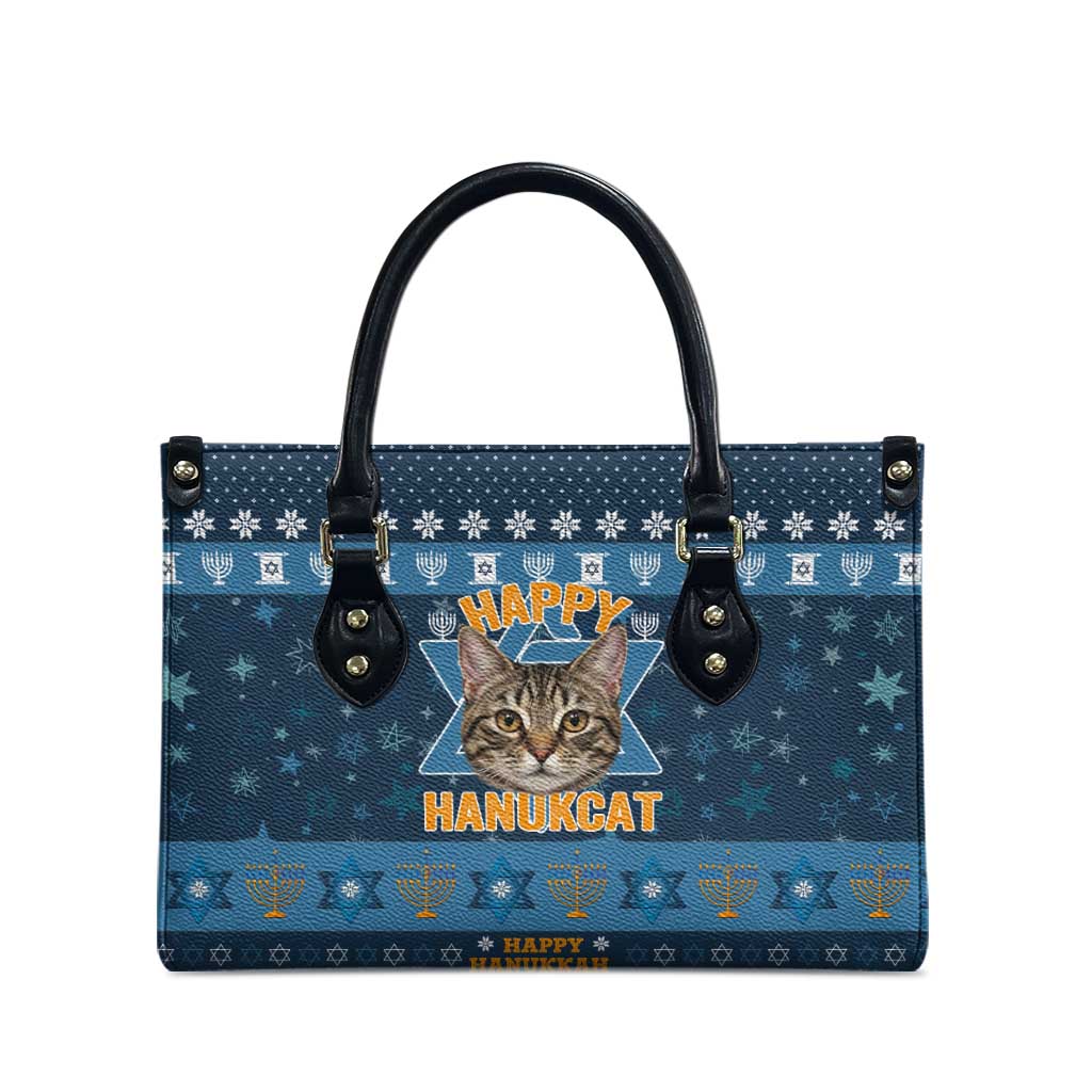 Happy Hanukcat Christmas Design Leather Bag Xmas Holiday Patterns - Wonder Print Shop