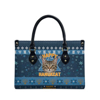 Happy Hanukcat Christmas Design Leather Bag Xmas Holiday Patterns - Wonder Print Shop