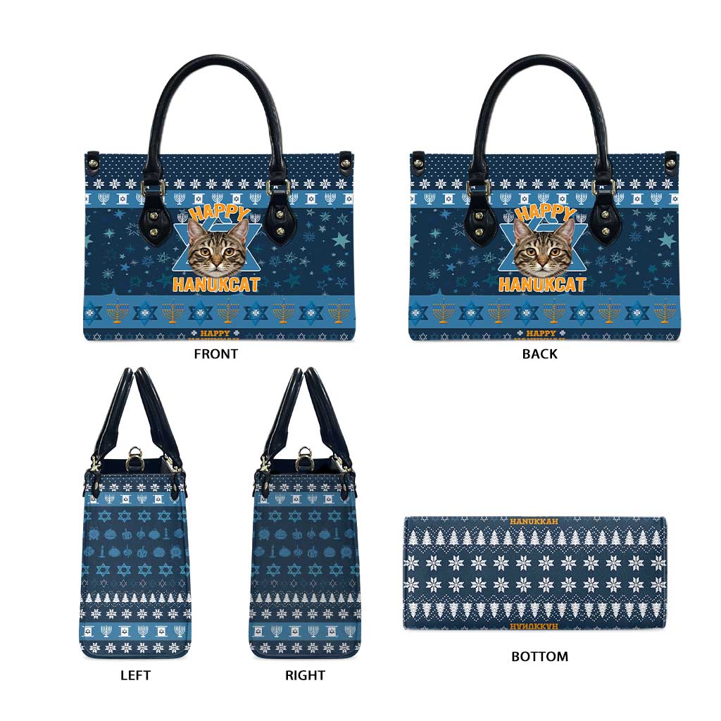 Happy Hanukcat Christmas Design Leather Bag Xmas Holiday Patterns - Wonder Print Shop