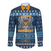 Happy Hanukcat Christmas Design Long Sleeve Button Shirt Xmas Holiday Patterns - Wonder Print Shop