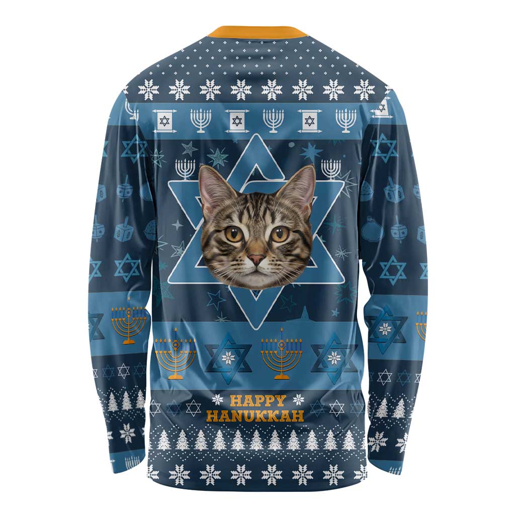 Happy Hanukcat Christmas Design Long Sleeve Shirt Xmas Holiday Patterns - Wonder Print Shop