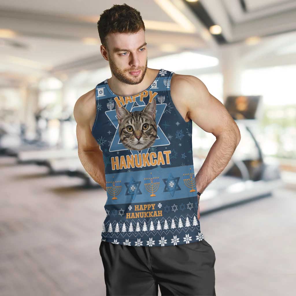 Happy Hanukcat Christmas Design Men Tank Top Xmas Holiday Patterns - Wonder Print Shop