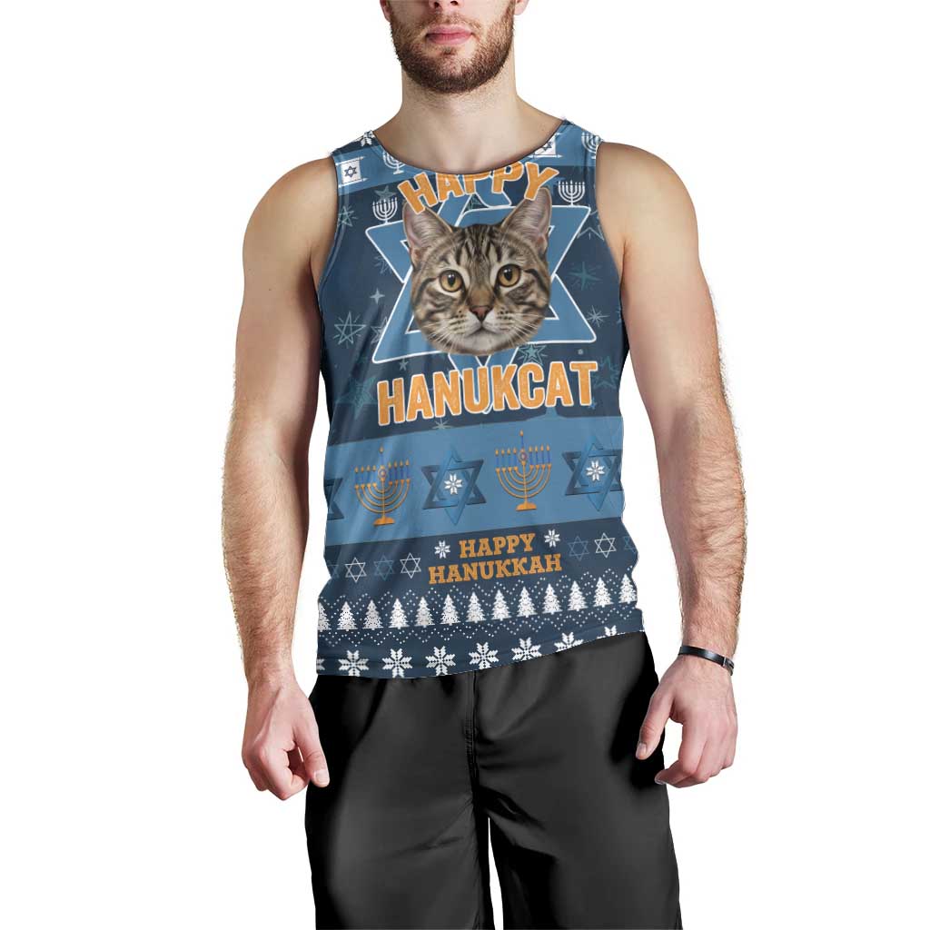 Happy Hanukcat Christmas Design Men Tank Top Xmas Holiday Patterns - Wonder Print Shop