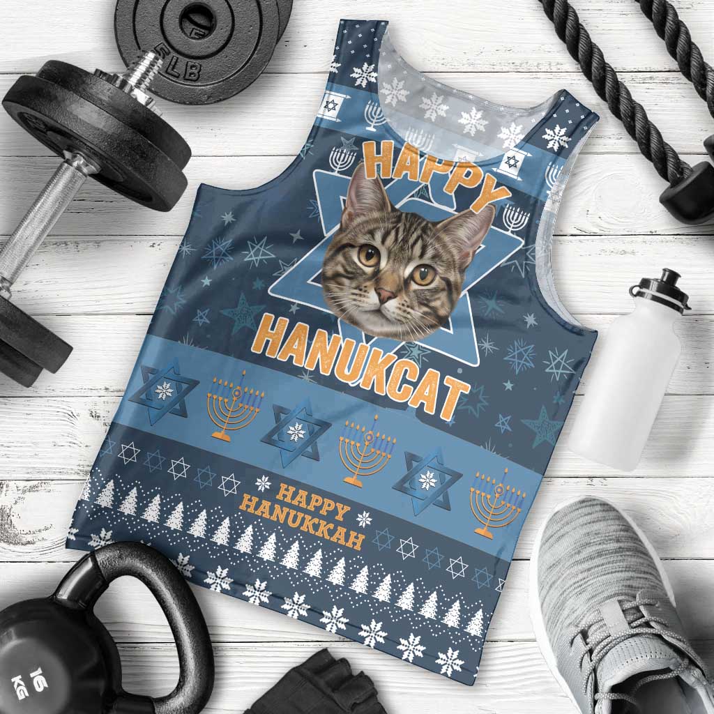 Happy Hanukcat Christmas Design Men Tank Top Xmas Holiday Patterns - Wonder Print Shop