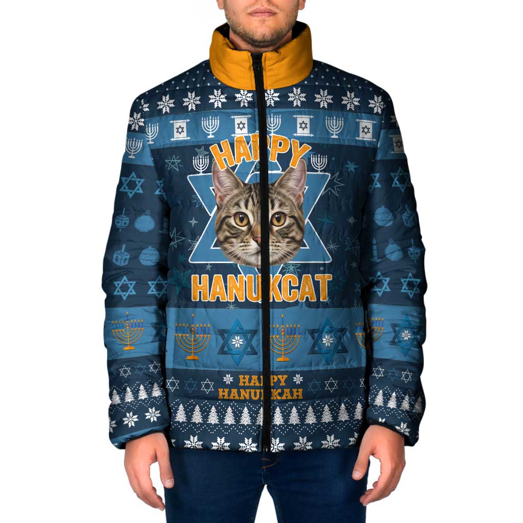 Happy Hanukcat Christmas Design Padded Jacket Xmas Holiday Patterns - Wonder Print Shop