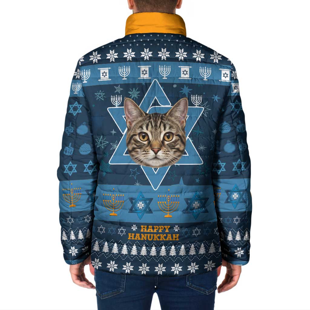 Happy Hanukcat Christmas Design Padded Jacket Xmas Holiday Patterns - Wonder Print Shop