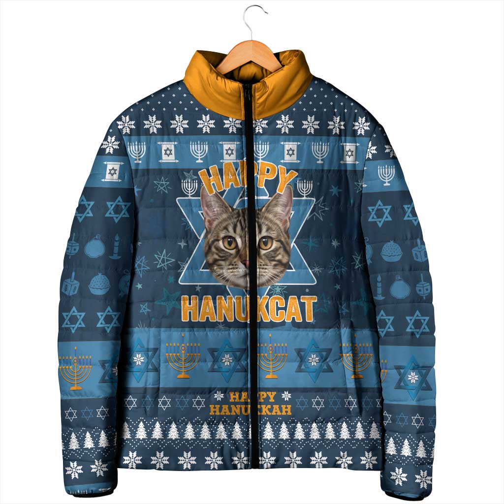 Happy Hanukcat Christmas Design Padded Jacket Xmas Holiday Patterns - Wonder Print Shop