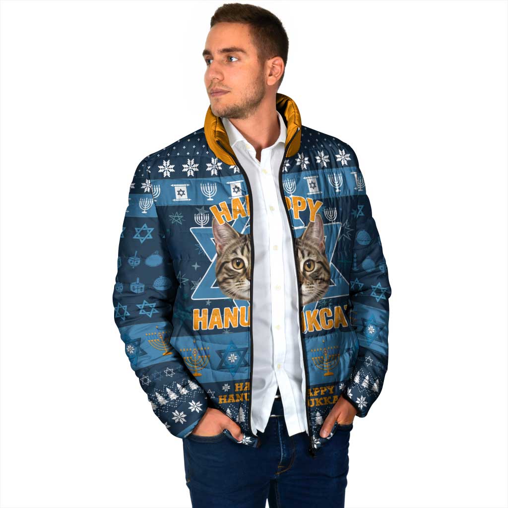 Happy Hanukcat Christmas Design Padded Jacket Xmas Holiday Patterns - Wonder Print Shop