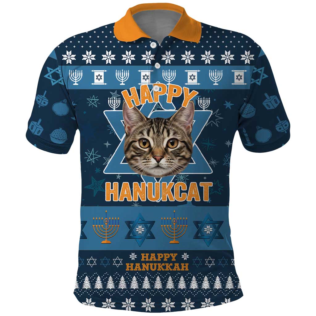 Happy Hanukcat Christmas Design Polo Shirt Xmas Holiday Patterns - Wonder Print Shop