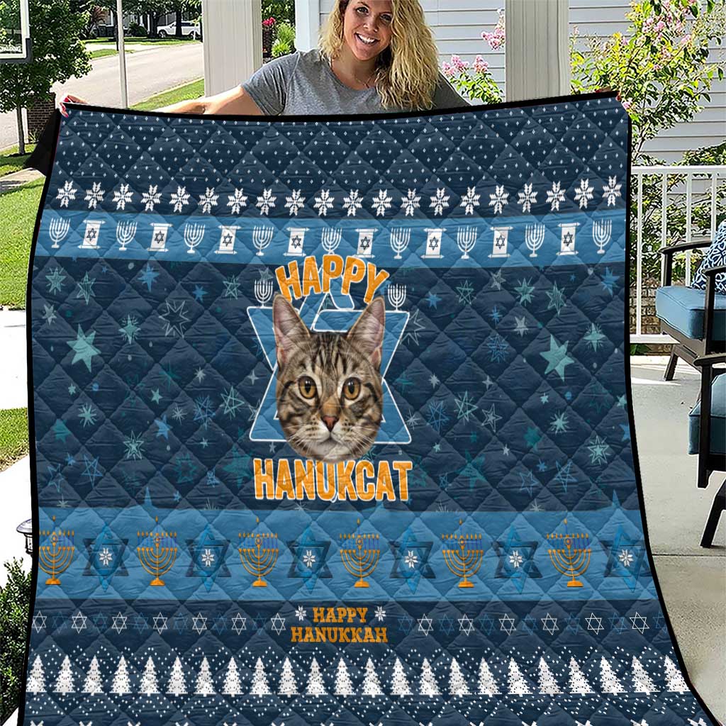 Happy Hanukcat Christmas Design Quilt Xmas Holiday Patterns - Wonder Print Shop