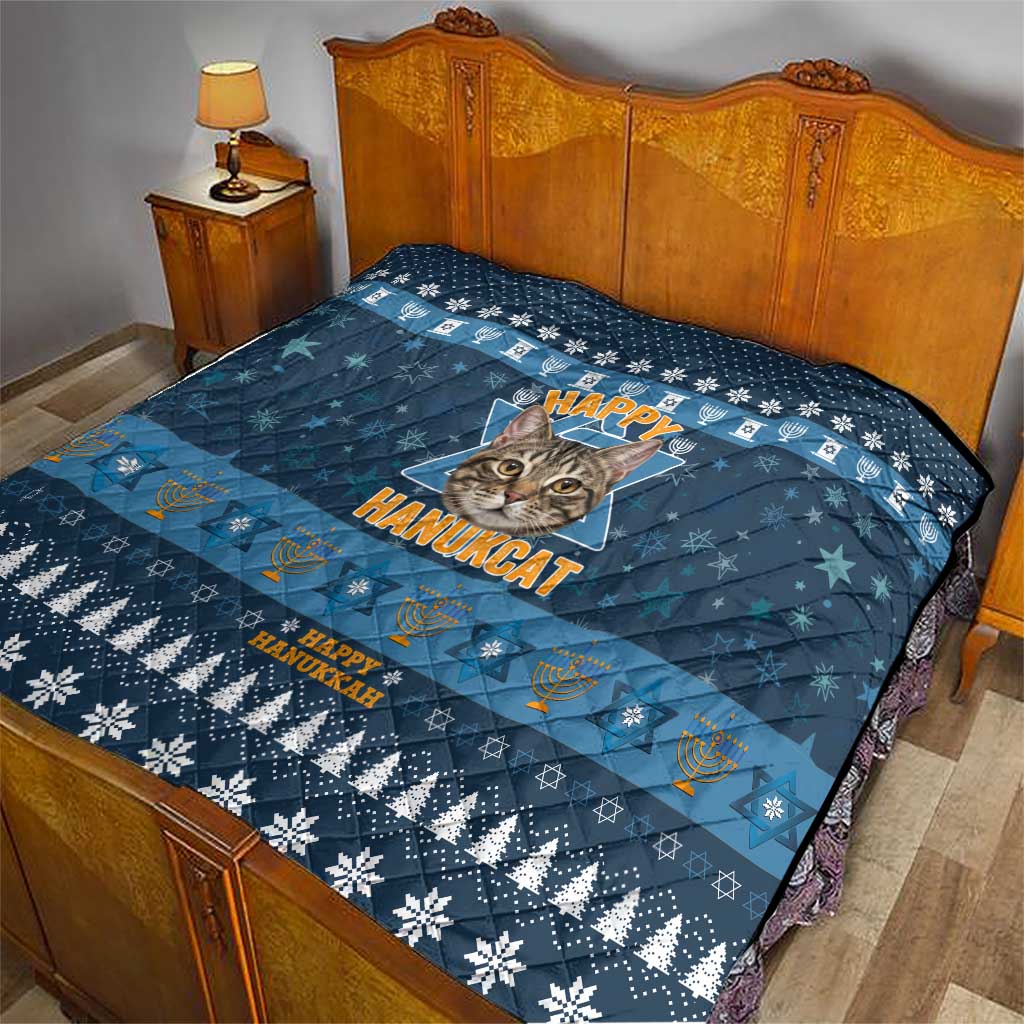 Happy Hanukcat Christmas Design Quilt Xmas Holiday Patterns - Wonder Print Shop