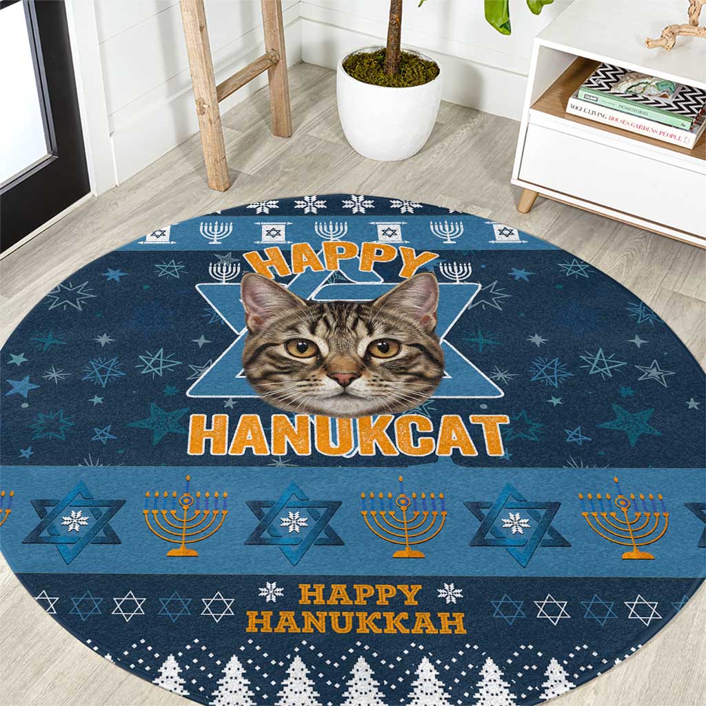 Happy Hanukcat Christmas Design Round Carpet Xmas Holiday Patterns - Wonder Print Shop
