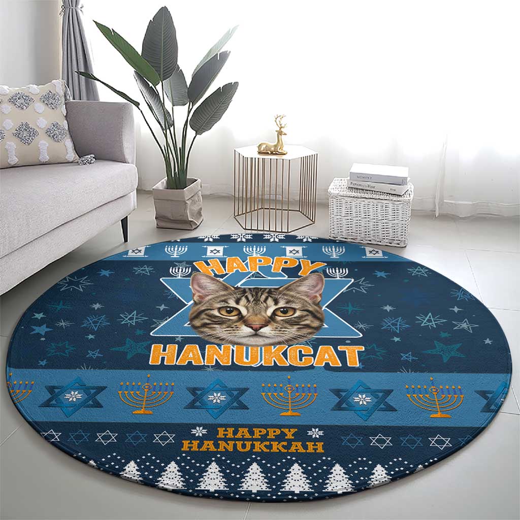 Happy Hanukcat Christmas Design Round Carpet Xmas Holiday Patterns - Wonder Print Shop