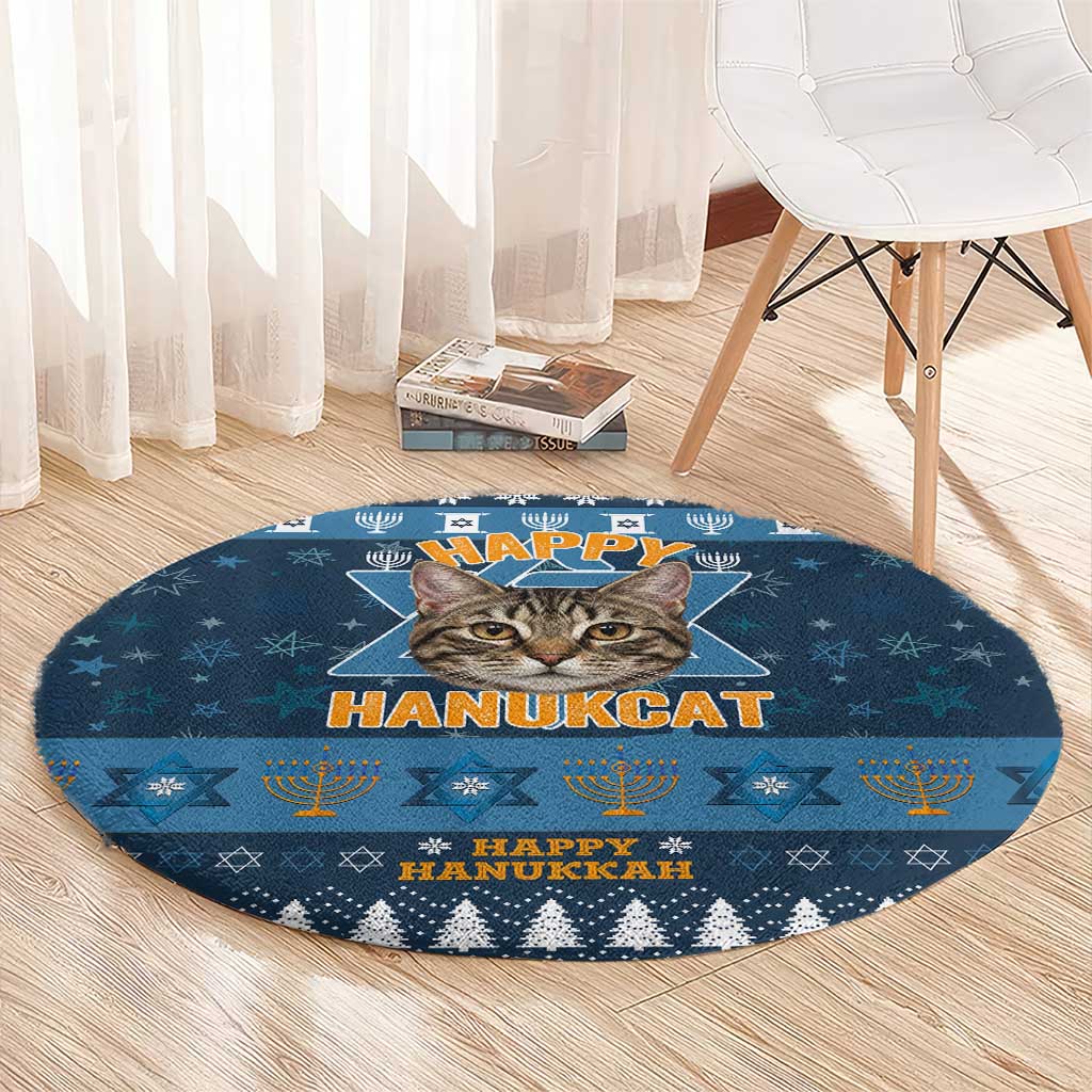 Happy Hanukcat Christmas Design Round Carpet Xmas Holiday Patterns - Wonder Print Shop