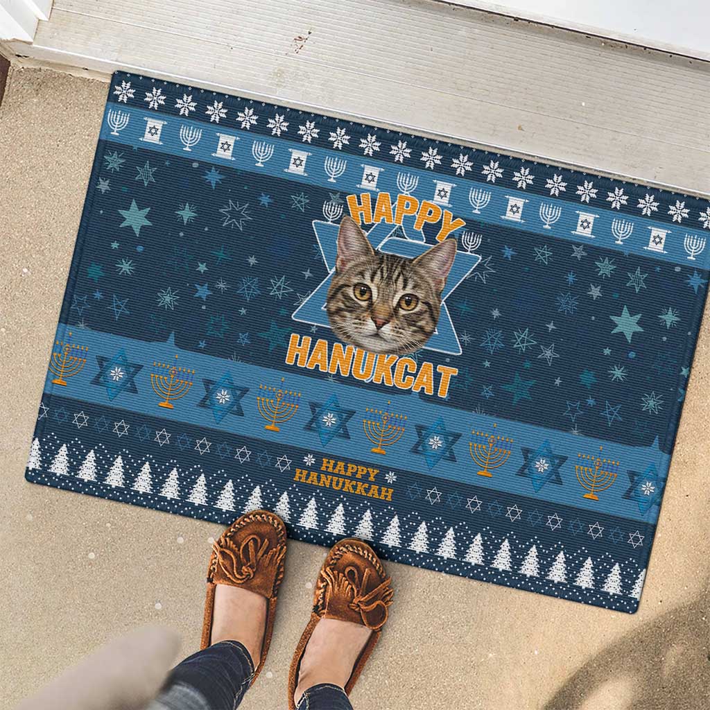 Happy Hanukcat Christmas Design Rubber Doormat Xmas Holiday Patterns - Wonder Print Shop