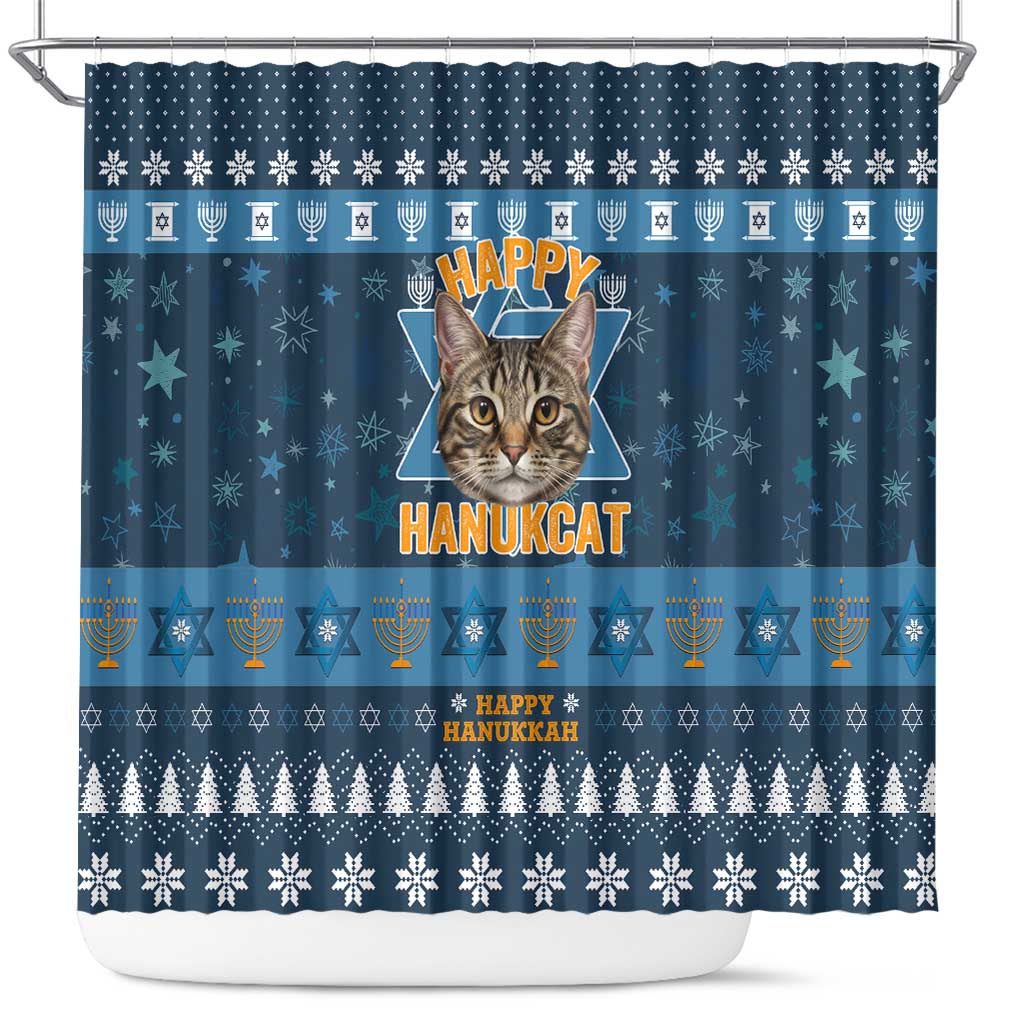 Happy Hanukcat Christmas Design Shower Curtain Xmas Holiday Patterns - Wonder Print Shop