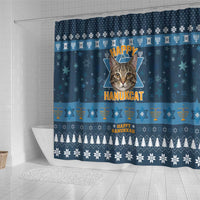Happy Hanukcat Christmas Design Shower Curtain Xmas Holiday Patterns - Wonder Print Shop