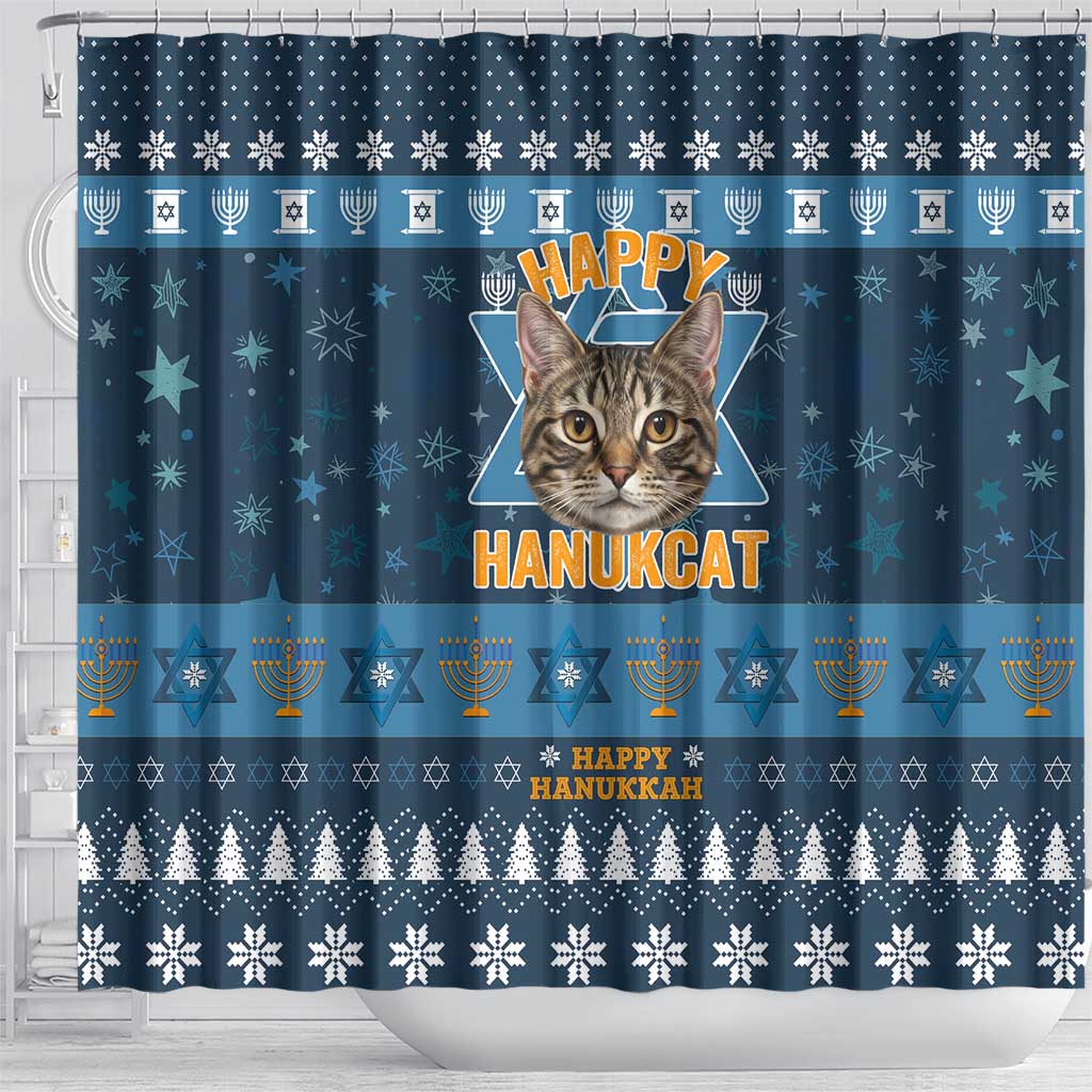 Happy Hanukcat Christmas Design Shower Curtain Xmas Holiday Patterns - Wonder Print Shop