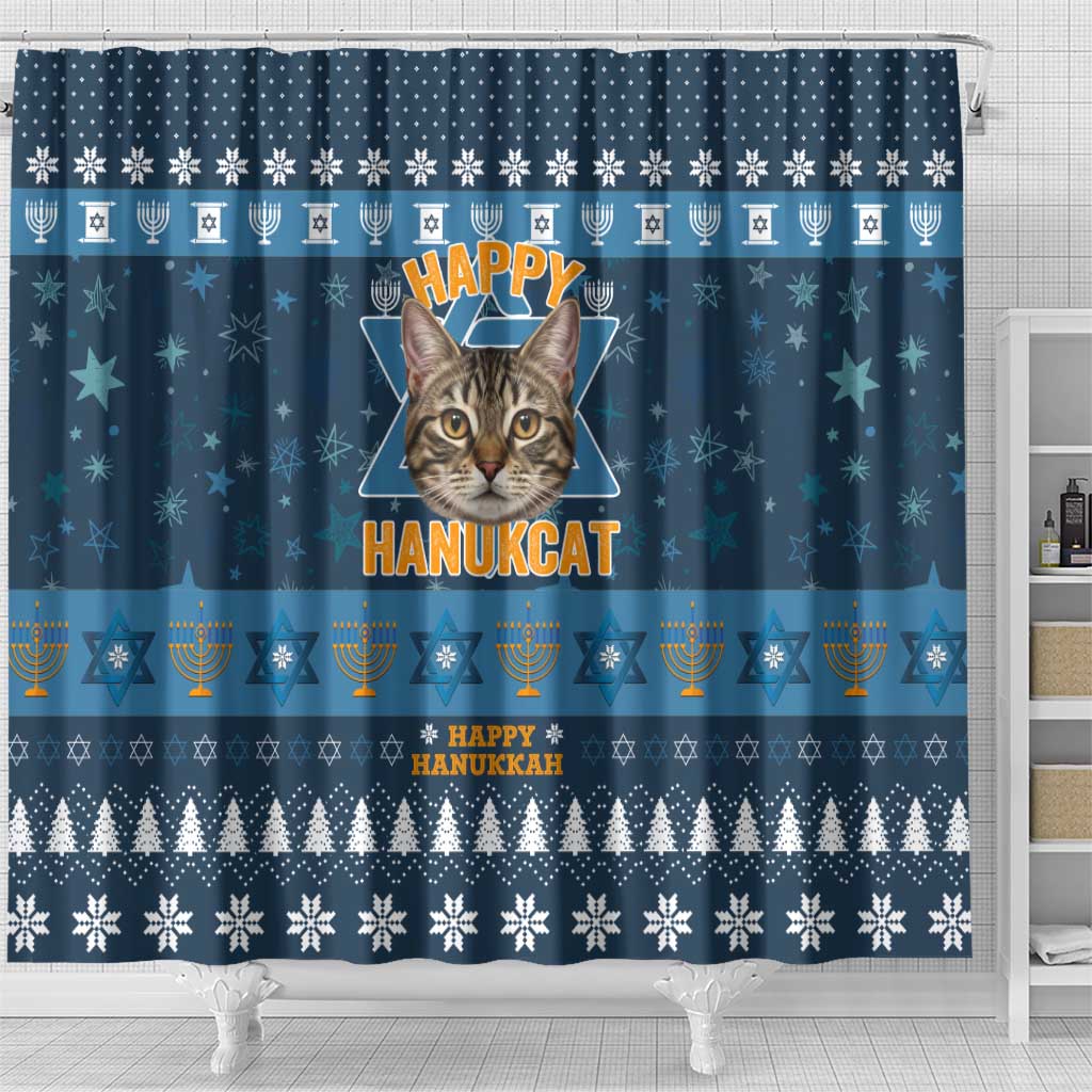 Happy Hanukcat Christmas Design Shower Curtain Xmas Holiday Patterns - Wonder Print Shop