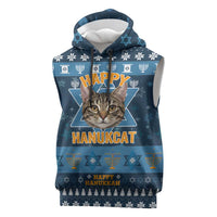 Happy Hanukcat Christmas Design Sleeveless Hoodie Xmas Holiday Patterns - Wonder Print Shop