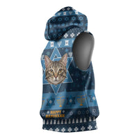 Happy Hanukcat Christmas Design Sleeveless Hoodie Xmas Holiday Patterns - Wonder Print Shop