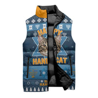 Happy Hanukcat Christmas Design Sleeveless Puffer Jacket Xmas Holiday Patterns - Wonder Print Shop
