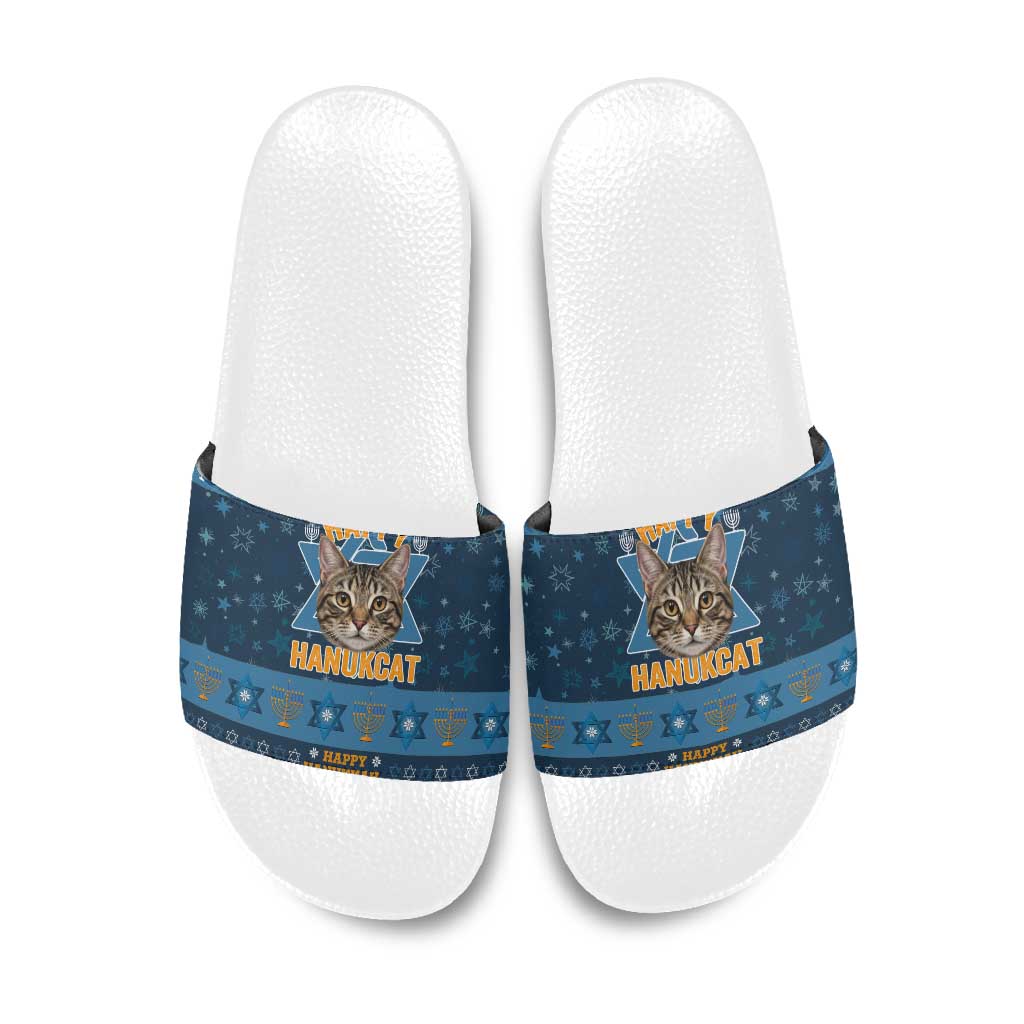 Happy Hanukcat Christmas Design Slide Sandals Xmas Holiday Patterns - Wonder Print Shop