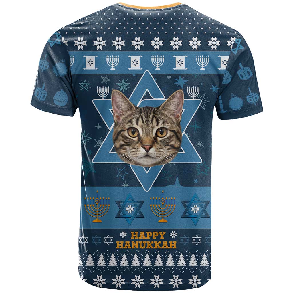 Happy Hanukcat Christmas Design T Shirt Xmas Holiday Patterns - Wonder Print Shop