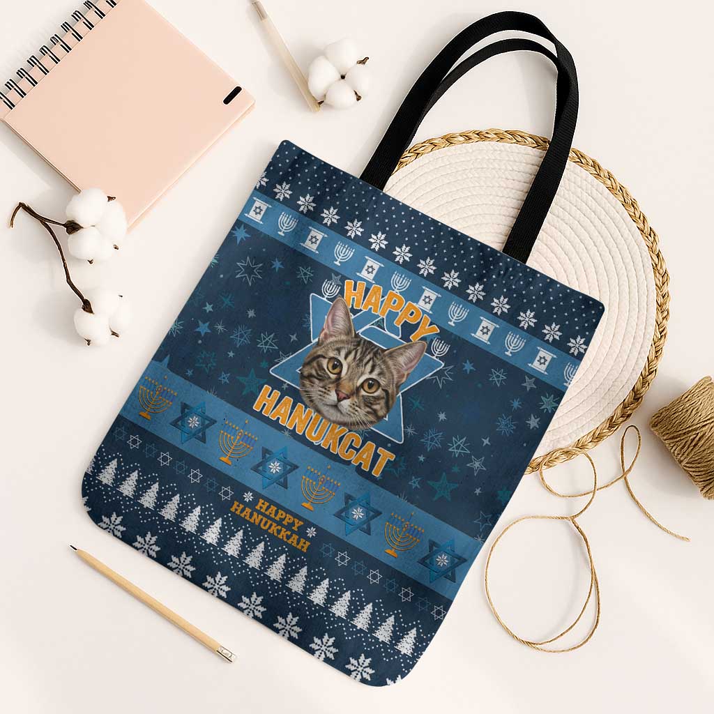 Happy Hanukcat Christmas Design Tote Bag Xmas Holiday Patterns - Wonder Print Shop
