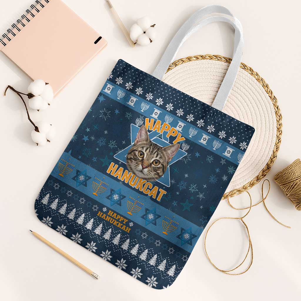 Happy Hanukcat Christmas Design Tote Bag Xmas Holiday Patterns - Wonder Print Shop