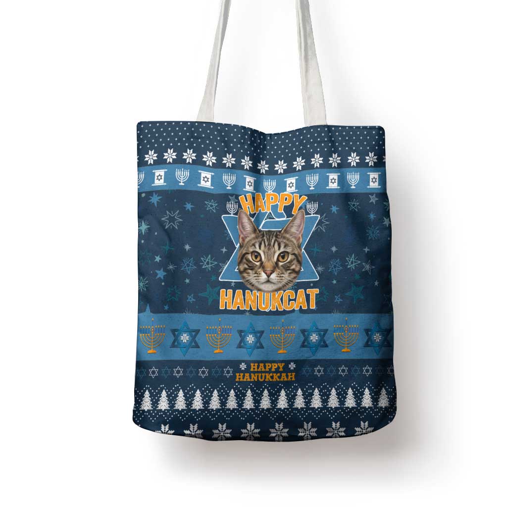 Happy Hanukcat Christmas Design Tote Bag Xmas Holiday Patterns - Wonder Print Shop