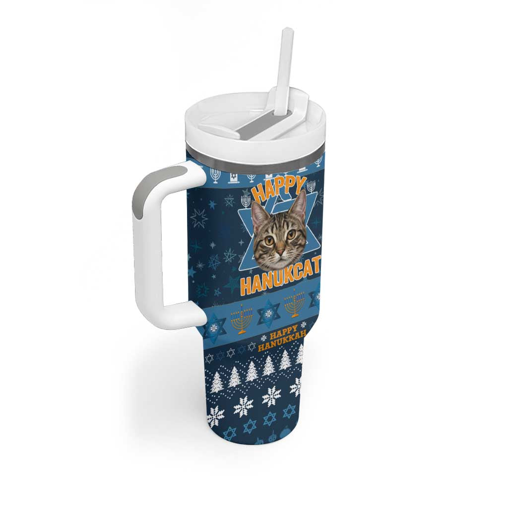Happy Hanukcat Christmas Design Tumbler With Handle Xmas Holiday Patterns - Wonder Print Shop