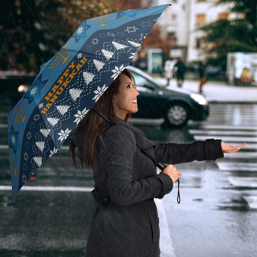 Happy Hanukcat Christmas Design Umbrella Xmas Holiday Patterns - Wonder Print Shop