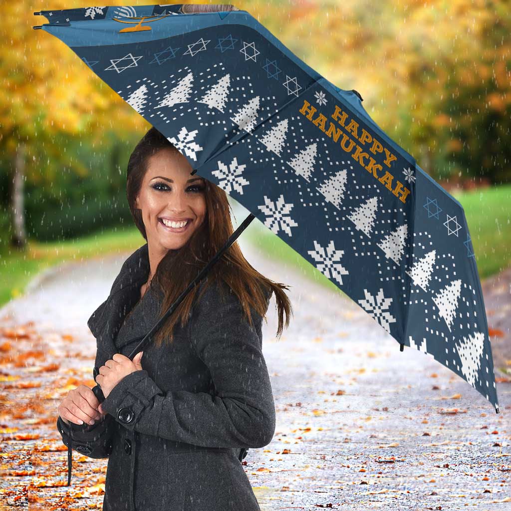 Happy Hanukcat Christmas Design Umbrella Xmas Holiday Patterns - Wonder Print Shop