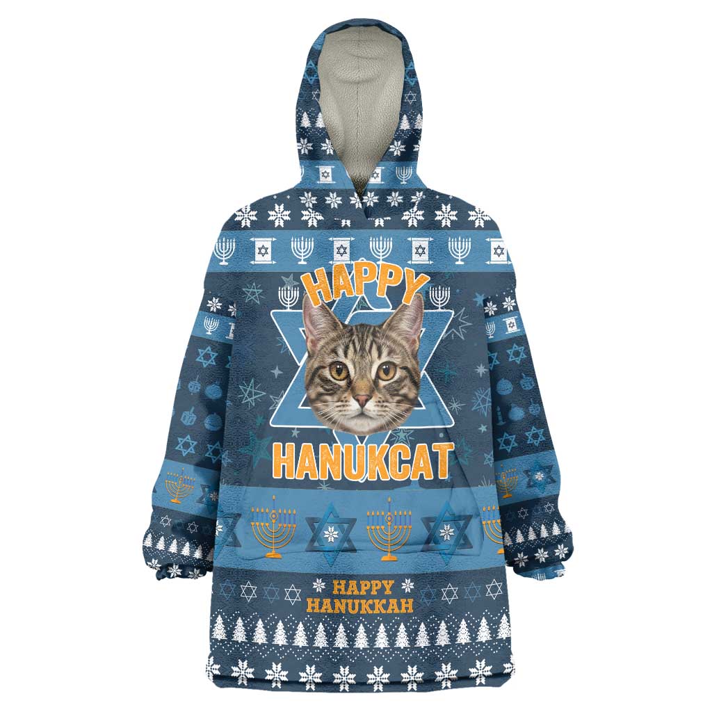 Happy Hanukcat Christmas Design Wearable Blanket Hoodie Xmas Holiday Patterns - Wonder Print Shop