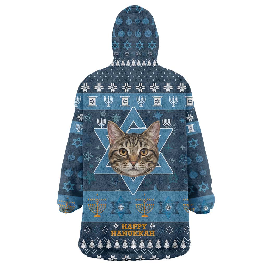 Happy Hanukcat Christmas Design Wearable Blanket Hoodie Xmas Holiday Patterns - Wonder Print Shop